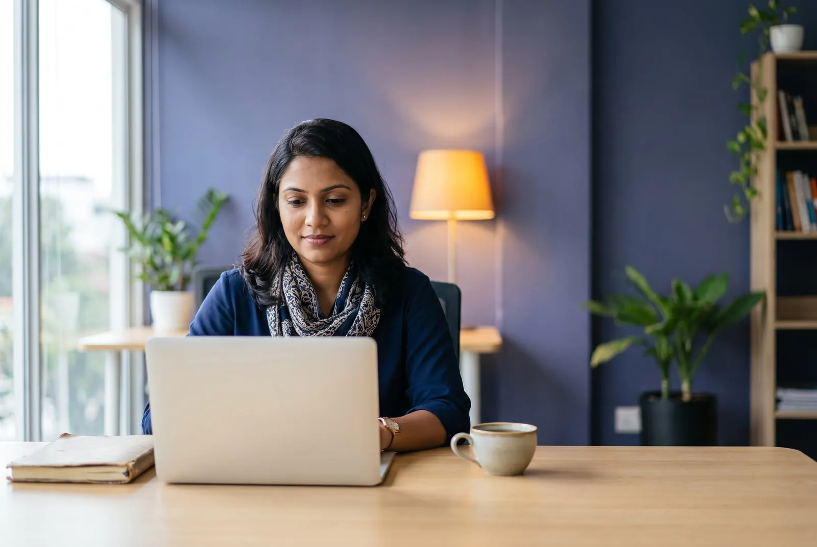 The operator of a hosted learning platform working at a laptop.